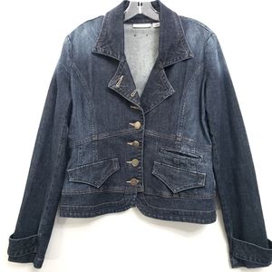 Nwot Dkny Jeans Longsleeve Collared Front Button Jean Jacket With Pockets